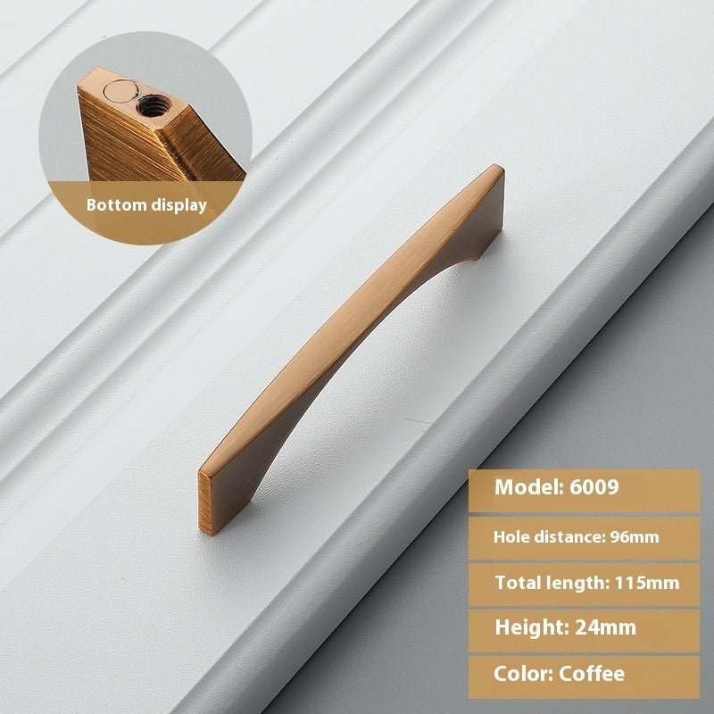 Simple Cabinet Wardrobe Door Drawer Yellow Bronze Handle