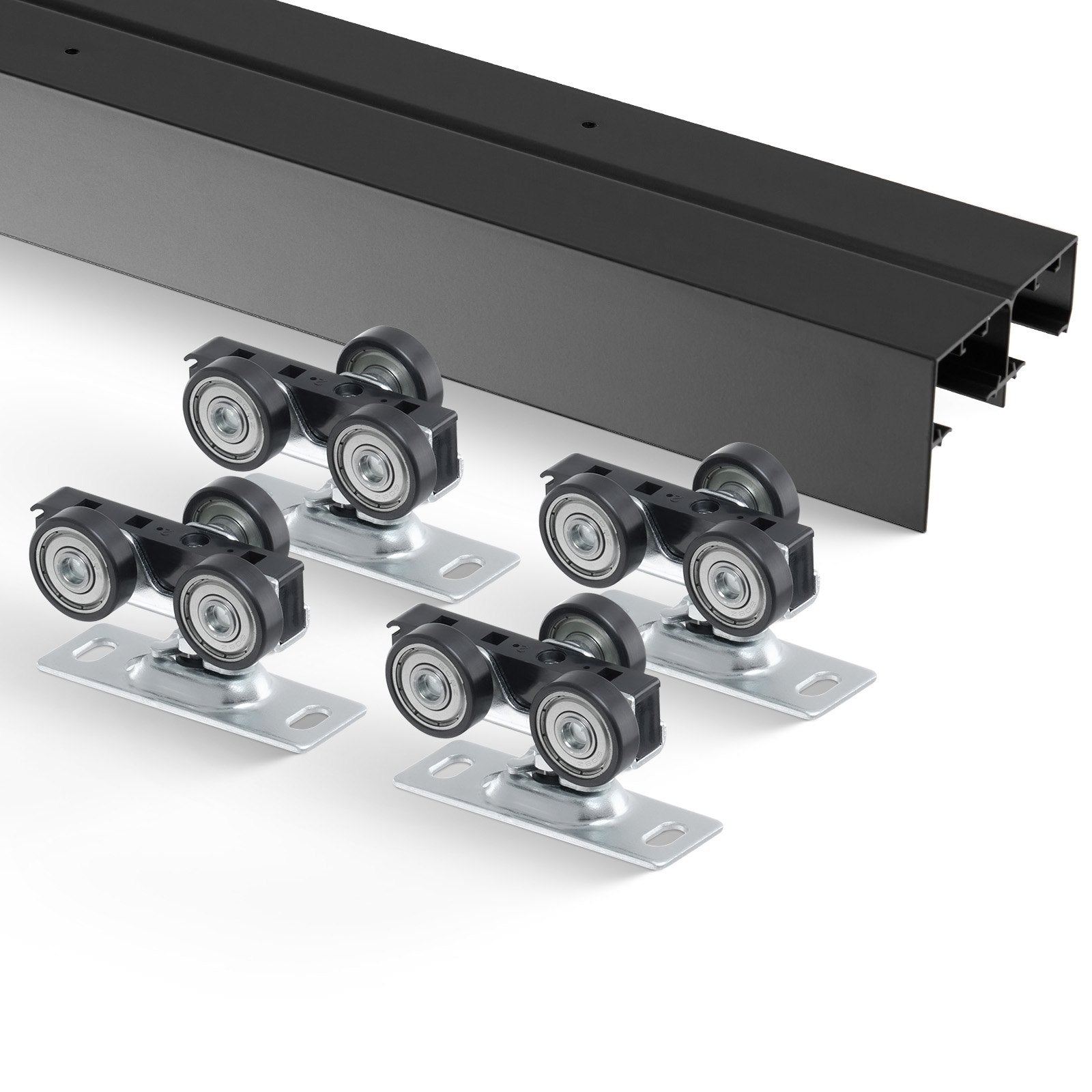 Bypass Door Hardware, 4ft Heavy Duty Bypass Sliding Door Hardware Kit, Aluminum Alloy Sliding Closet Door Hardware Set With Finger Pulls, For 2 Door System, Fit Door Thickness 1 3/8 " - 1 3/4"