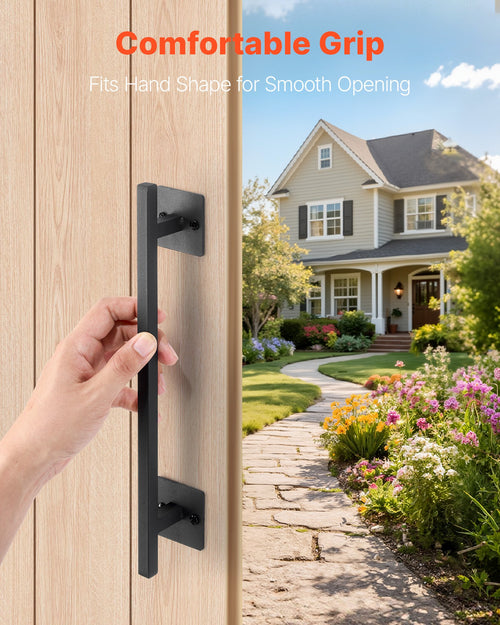 2Pcs Barn Door Handles 12.6 In Rustic Heavy Duty Carbon Steel Garden Gate Pulls