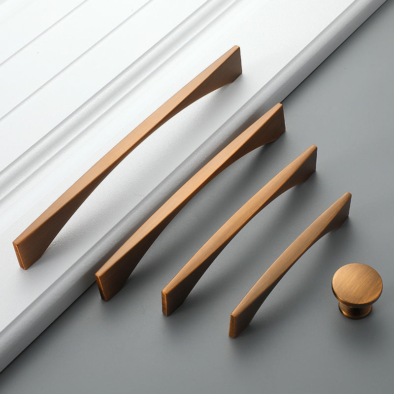 Simple Cabinet Wardrobe Door Drawer Yellow Bronze Handle