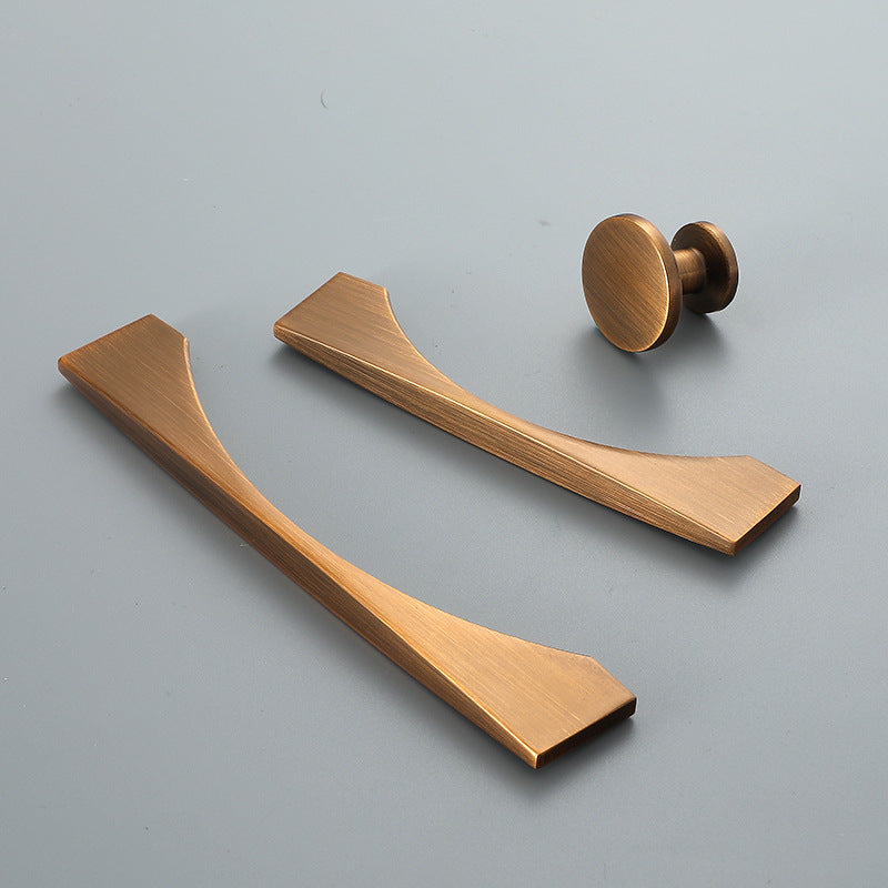 Simple Cabinet Wardrobe Door Drawer Yellow Bronze Handle