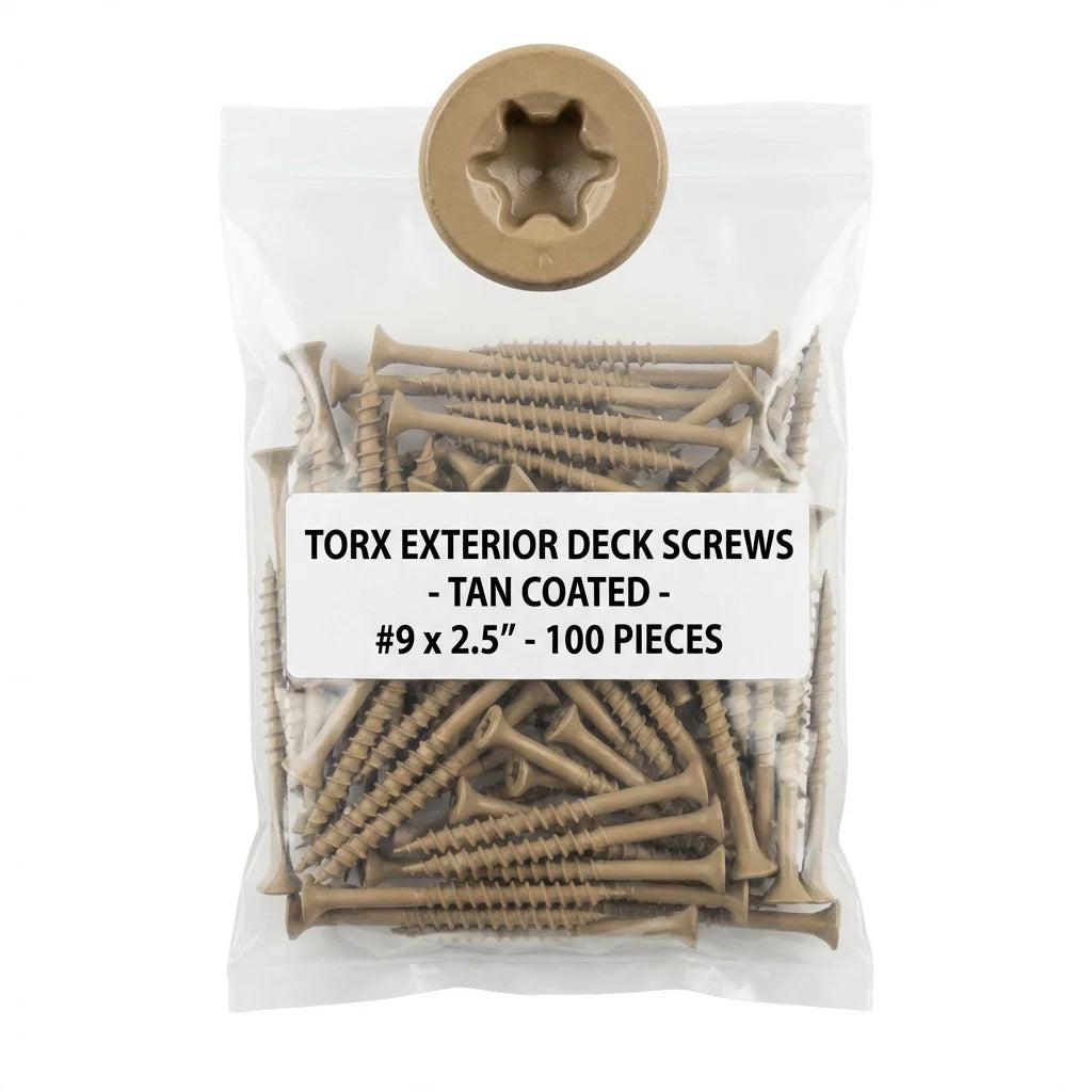 Bevvify Torx Deck Screws #9 x 2.5 inch exterior coated 100pcs
