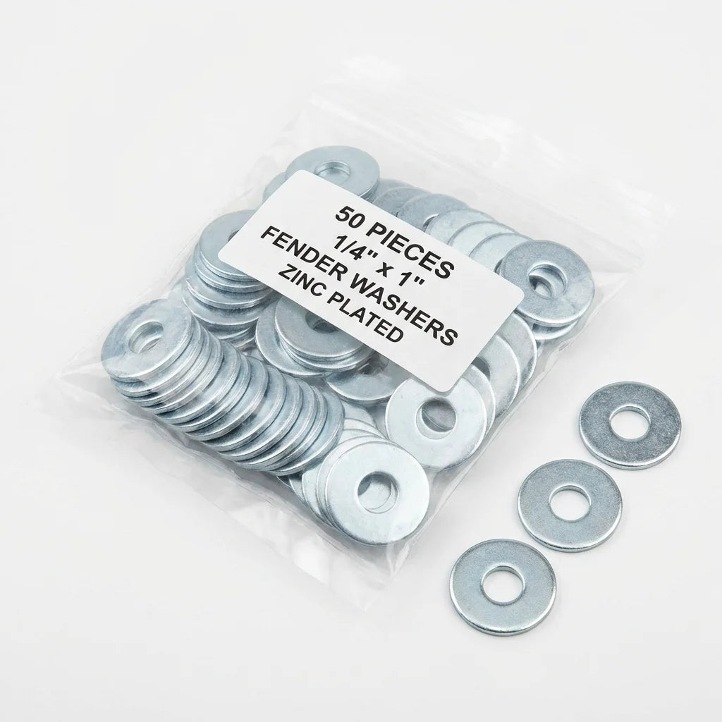 Bevvify Fender Washer 1/4 x 1 inch OD large zinc 50pcs