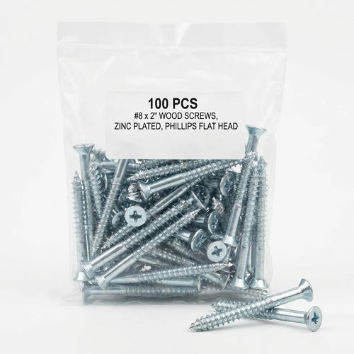 Bevvify #8 x 2 inch Phillips Flat Head Wood Screws 100pcs