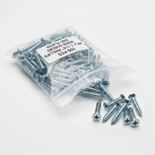 Bevvify #8 x 1-1/4 inch Phillips Flat Head Wood Screws 100pcs