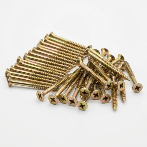 Bevvify #10 x 3 inch Heavy Duty Wood Screws yellow zinc 50pcs