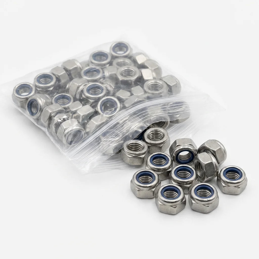 Bevvify Nylon Insert Lock Nut 1/4-20 304 stainless steel 50pcs