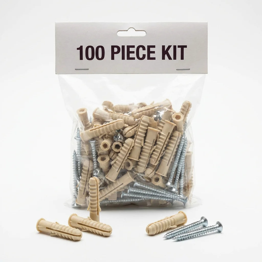 Bevvify Plastic Ribbed Drywall Anchor Kit with screws 100pcs