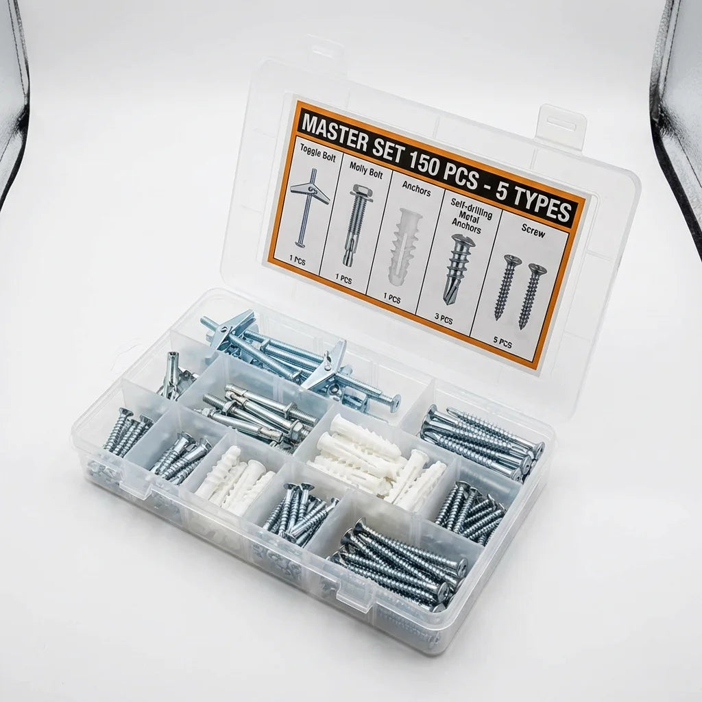 Bevvify Pro Drywall Anchor Master Set 150pcs 5 types