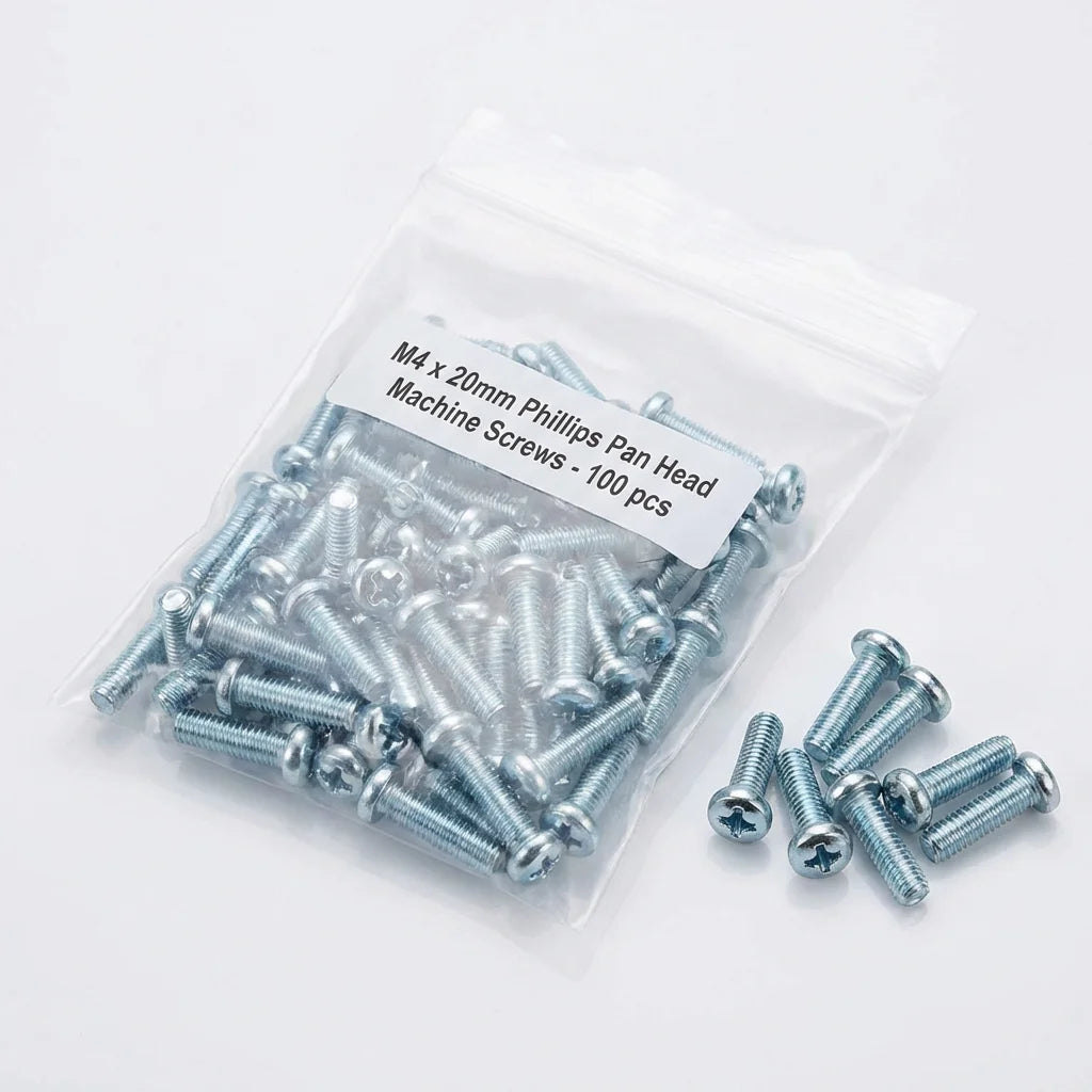 Bevvify M4 x 20mm Phillips Pan Head Machine Screws zinc 100pcs