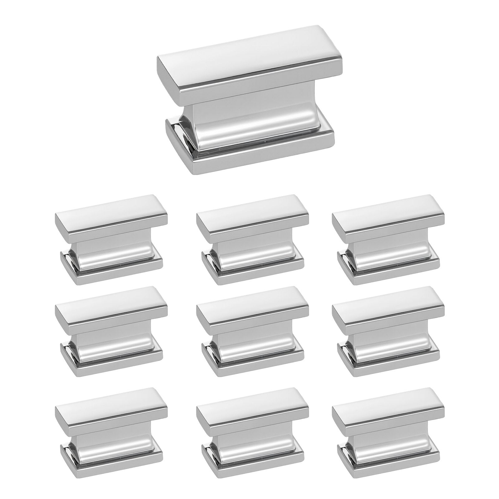 Cabinet Knobs, 10 Pack, 1.42 Inch Zinc Alloy Drawer Pulls Door Handles, Rectangular Kitchen Dresser Solid Knobs, Cupboard Hardware With Screws For Bathroom Closet Cabinets Drawers, Chrome Color