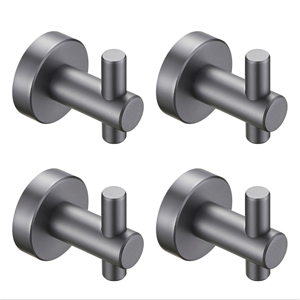 Round Base Wall Hanging Hook With Screws- Gun Grey Hook, 4 Pack, For Entry Shoe Cabinet, Wardrobe Bathroom Bedroom Furniture Hardware